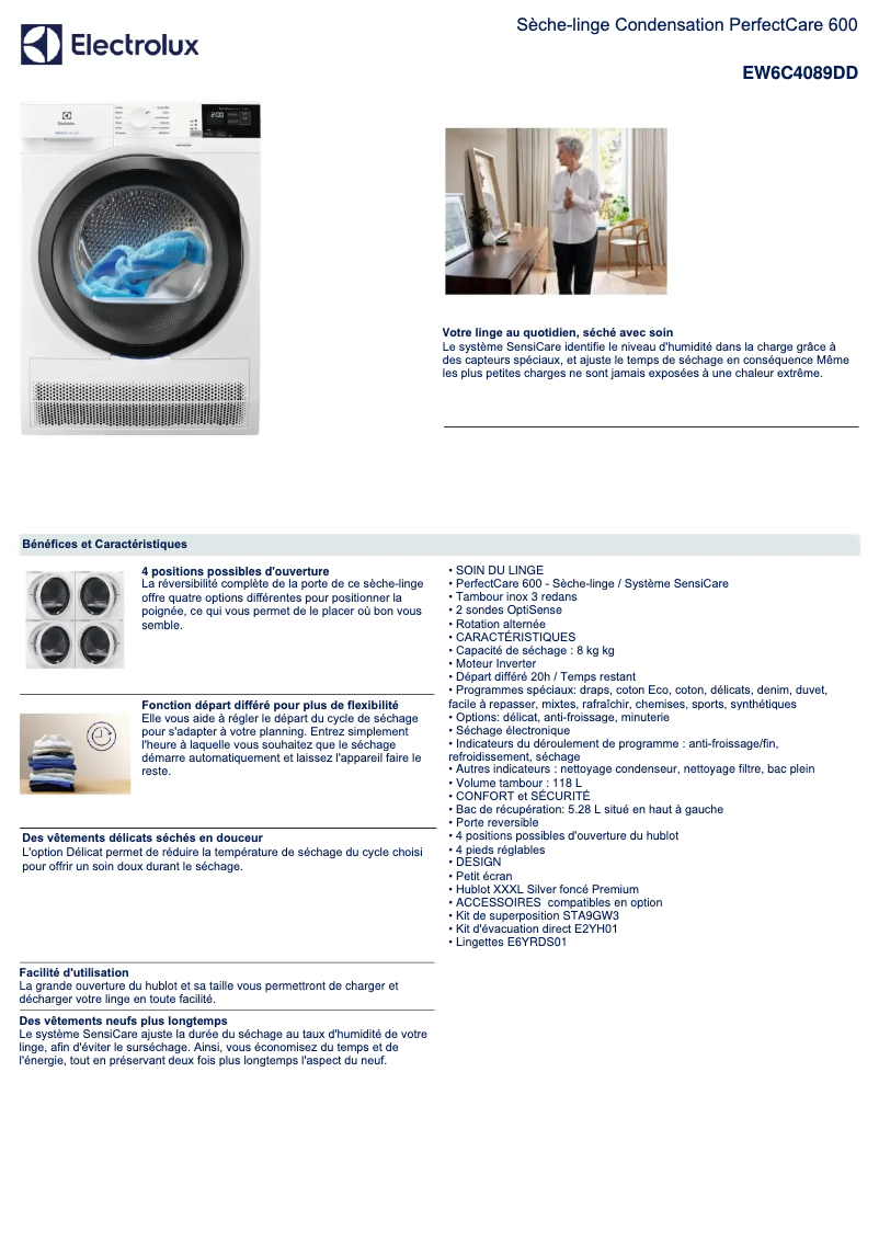 Página 1 del manual Ficha técnica Electrolux EW6C4089DD