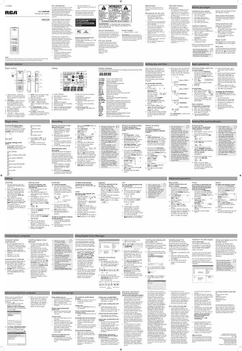 Image de la première page du manuel de l'appareil VR5230