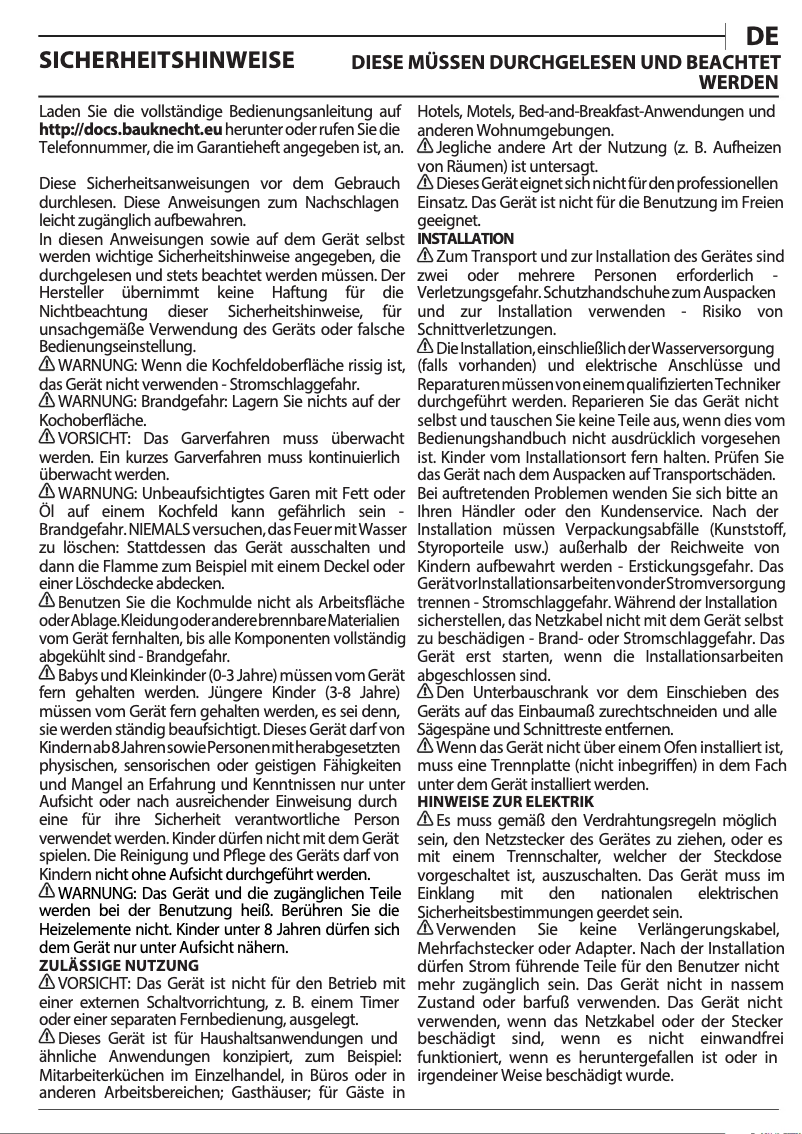 Page 1 de la notice Instructions de sécurité Bauknecht EKI 4472 IN