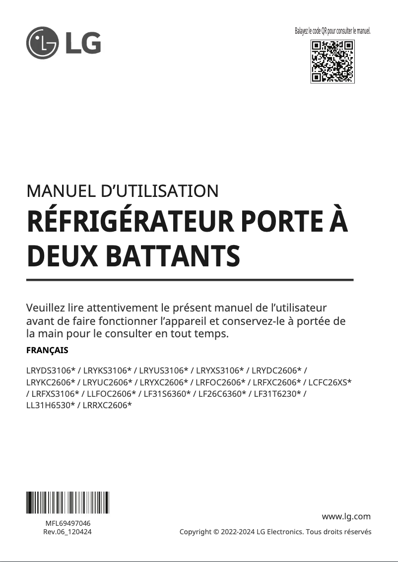 Page n°1 - Manuel utilisateur LG LF31S6360S