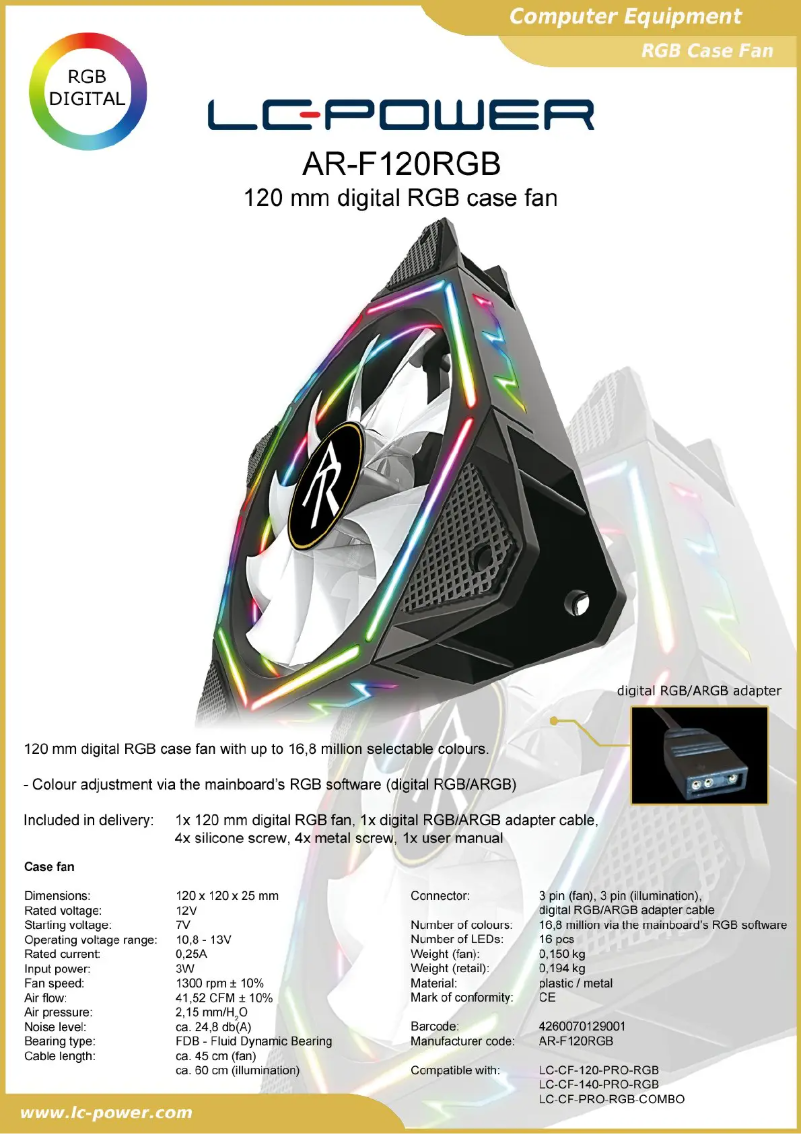 Image de la première page du manuel de l'appareil AR-F120RGB