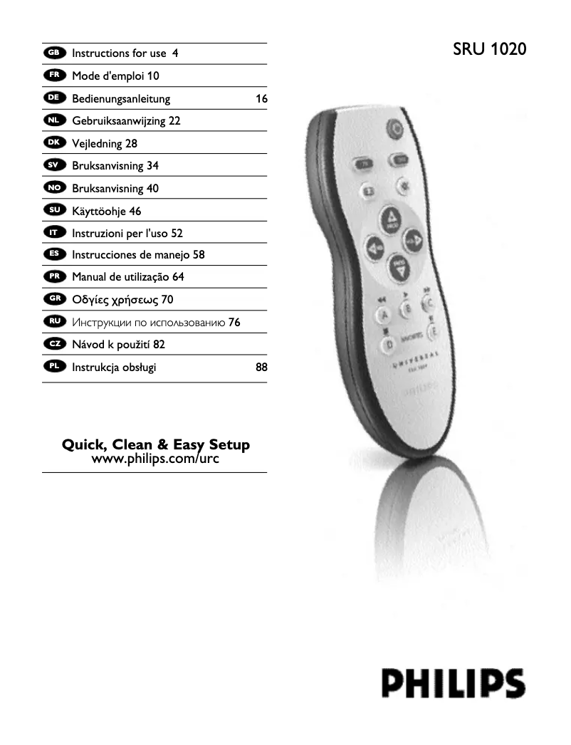 Page n°1 - Mode d'emploi Philips SRU1020