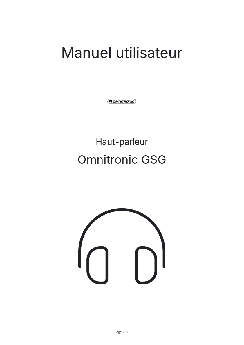 Page n°1 - Manuel utilisateur Omnitronic GSG