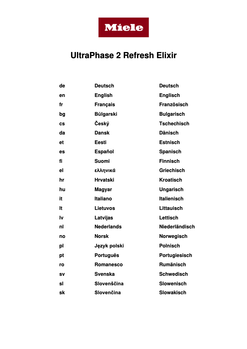 Página 1 del manual Manual de usuario Miele Set UltraPhase Refresh Elixir