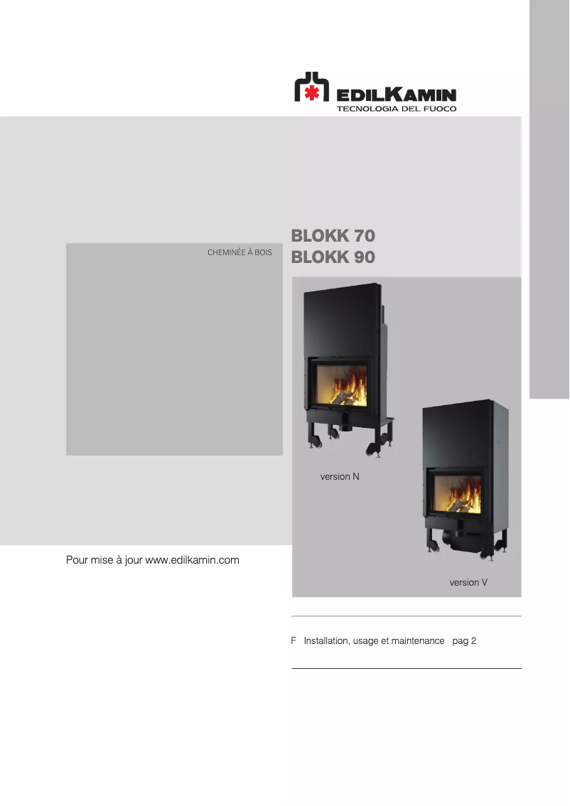 Page 1 de la notice Manuel utilisateur Edilkamin BLOKK 70