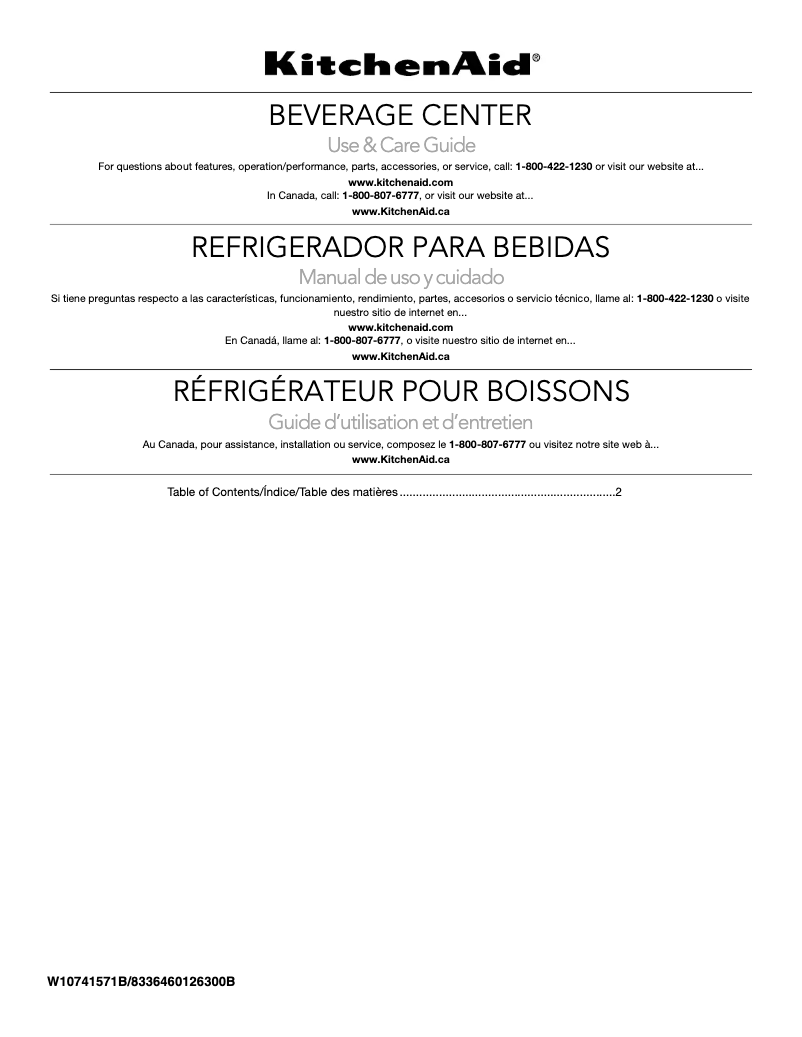 Page n°1 - Manuel utilisateur KitchenAid KUBL304EBS