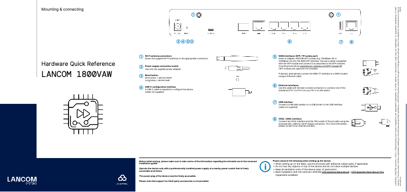 Page n°1 - Manuel utilisateur Lancom 1800VAW