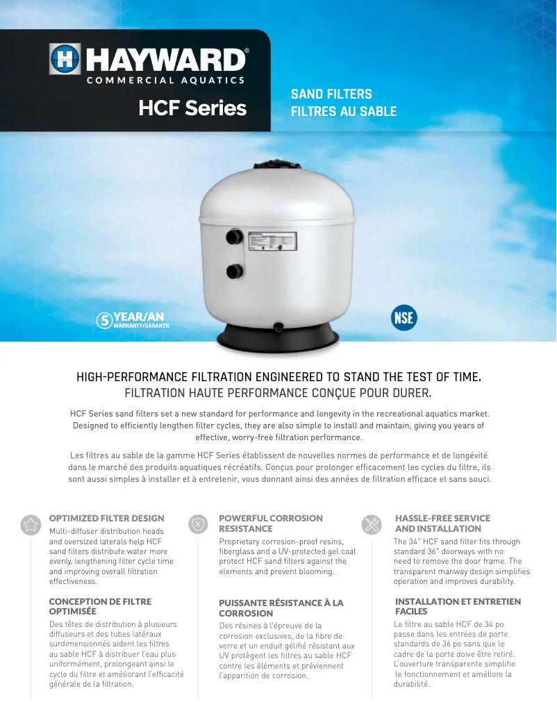 Page 1 de la notice Brochure Hayward HCF234