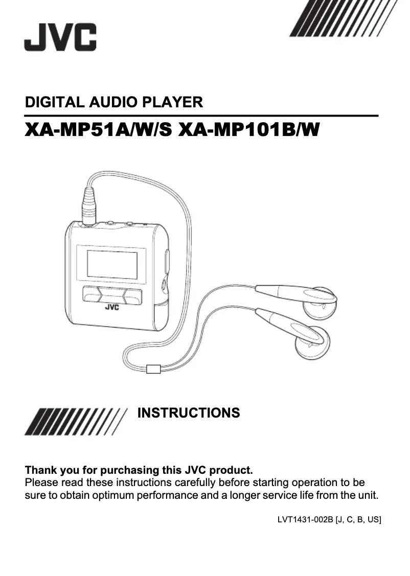 Page 1 de la notice Manuel utilisateur JVC XA-MP51A