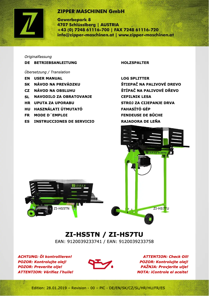 Page 1 de la notice Manuel utilisateur Zipper ZI-HS7TU