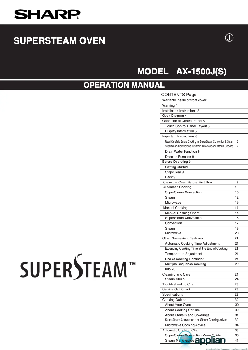 Page n°1 - Manuel utilisateur Sharp AX-1500JS