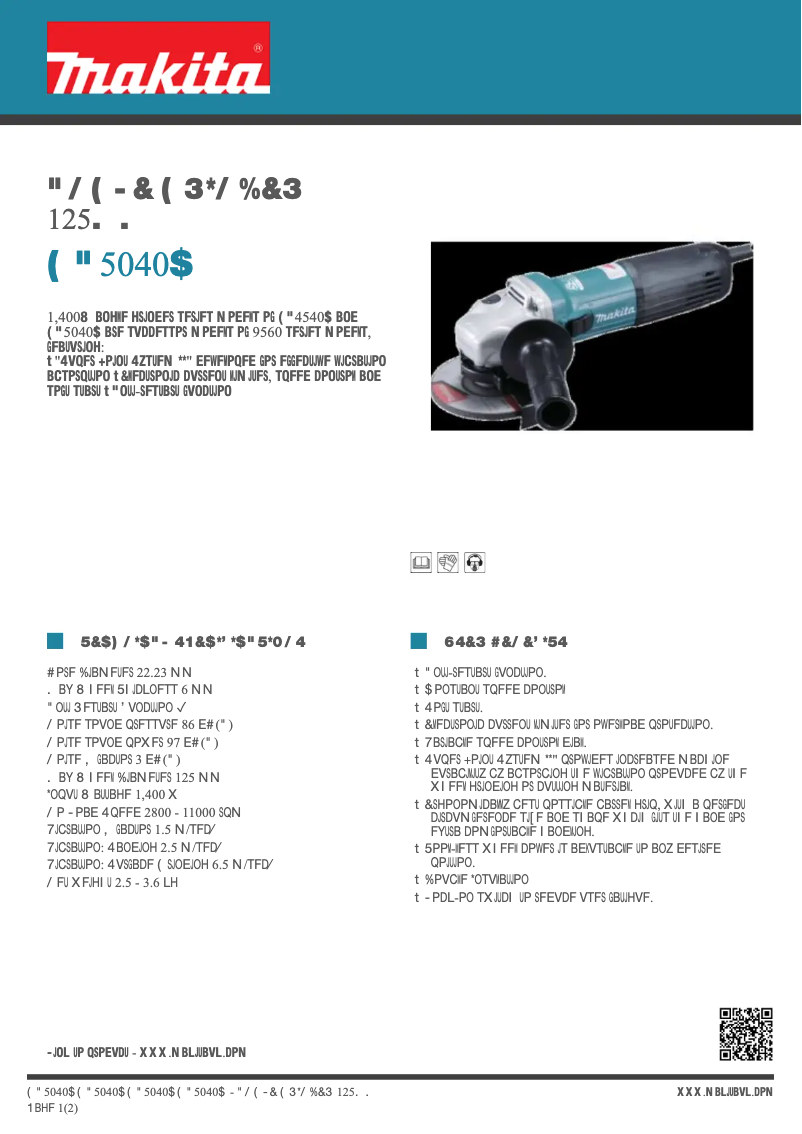 Page 1 de la notice Fiche technique Makita GA5040C