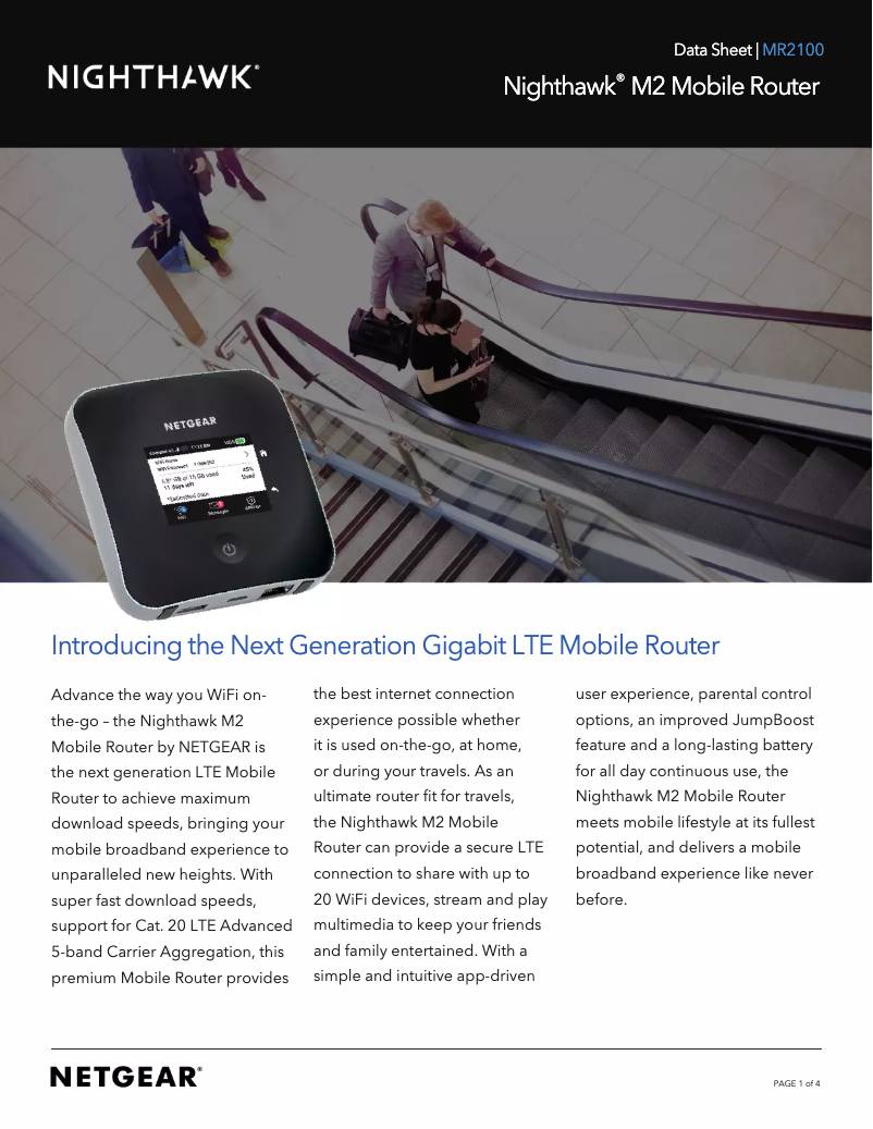 Page 1 de la notice Fiche technique Netgear MR2100