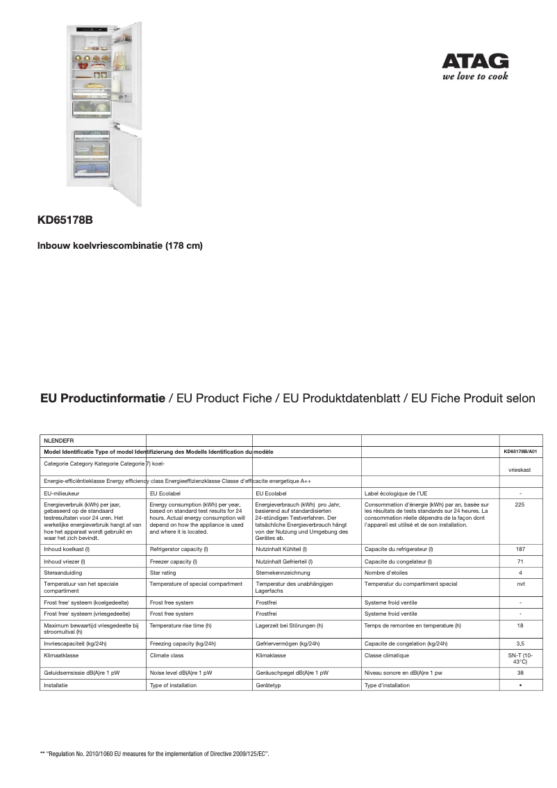 Image de la première page du manuel de l'appareil KD65178B