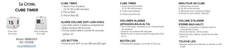 Page n°1 - Manuel utilisateur La Crosse Technology BBB82431
