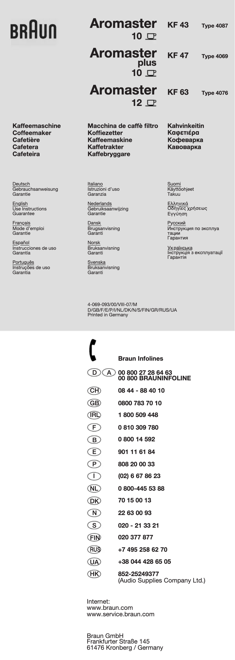 Page 1 de la notice Manuel utilisateur Braun Aromaster KF 32