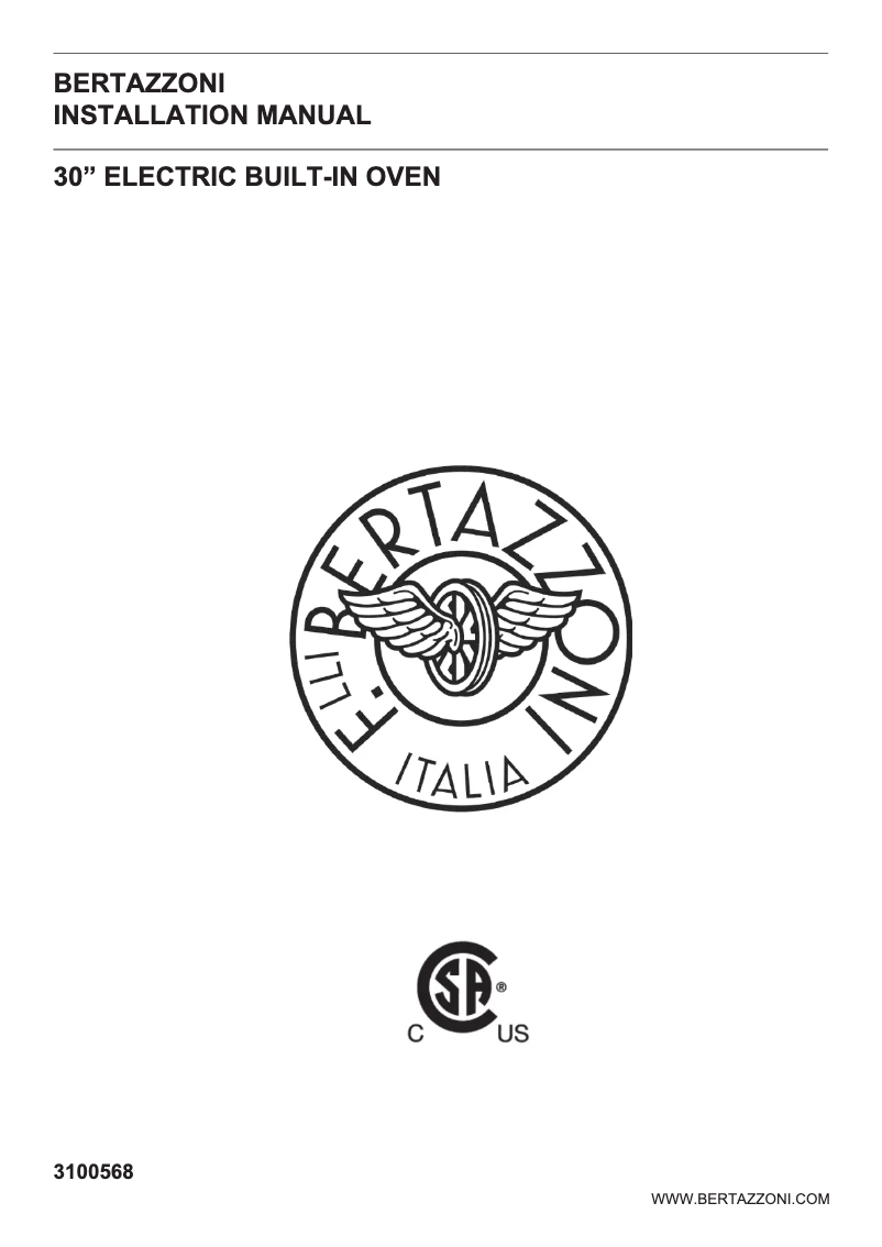 Page 1 de la notice Guide d'installation Bertazzoni PROF30FSEXT