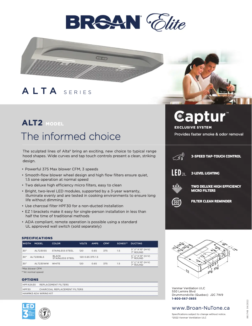 Page n°1 - Brochure Broan ALT230SS
