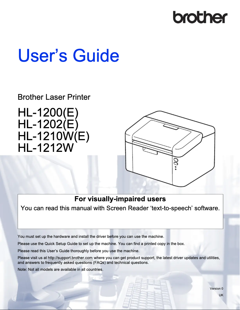 Page n°1 - Manuel utilisateur Brother HL-1212WVB