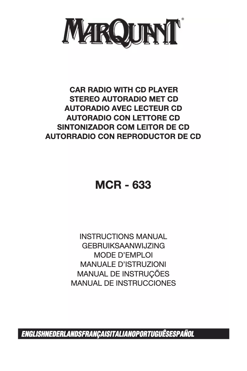 Page n°1 - Manuel utilisateur Marquant MCR-633