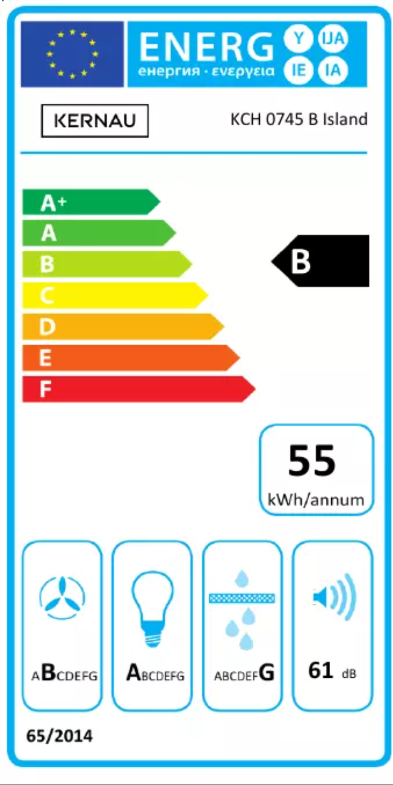 Página 1 del manual Etiqueta energética Kernau KCH 0745 B Island
