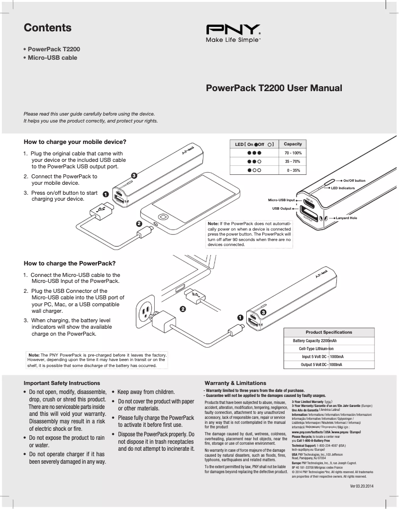Image de la première page du manuel de l'appareil PowerPack T2200