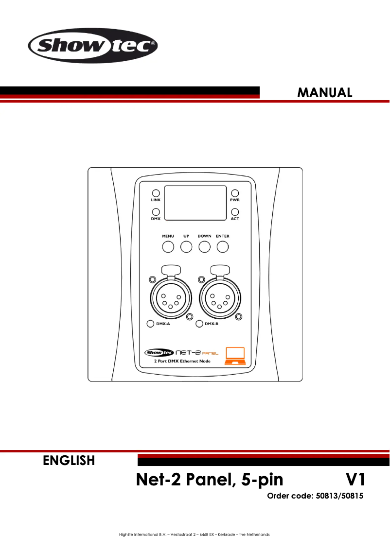Page n°1 - Manuel utilisateur Showtec NET-2