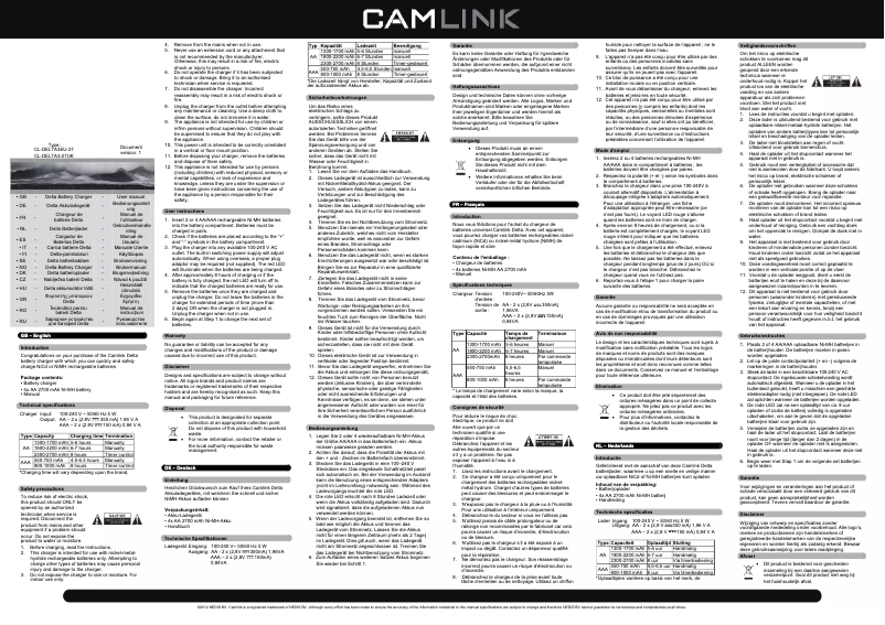 Page 1 de la notice Manuel utilisateur CamLink CL-DELTA3-27UK
