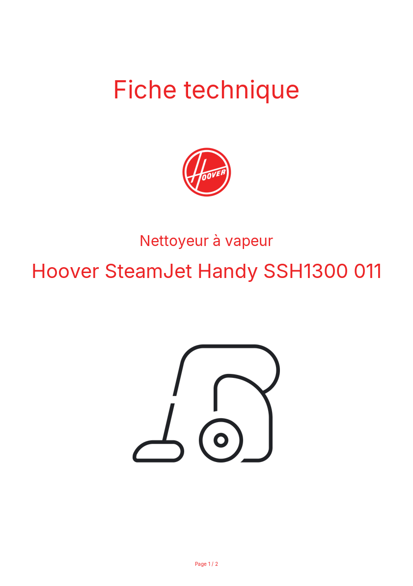 Image de la première page du manuel de l'appareil SteamJet Handy SSH1300 011