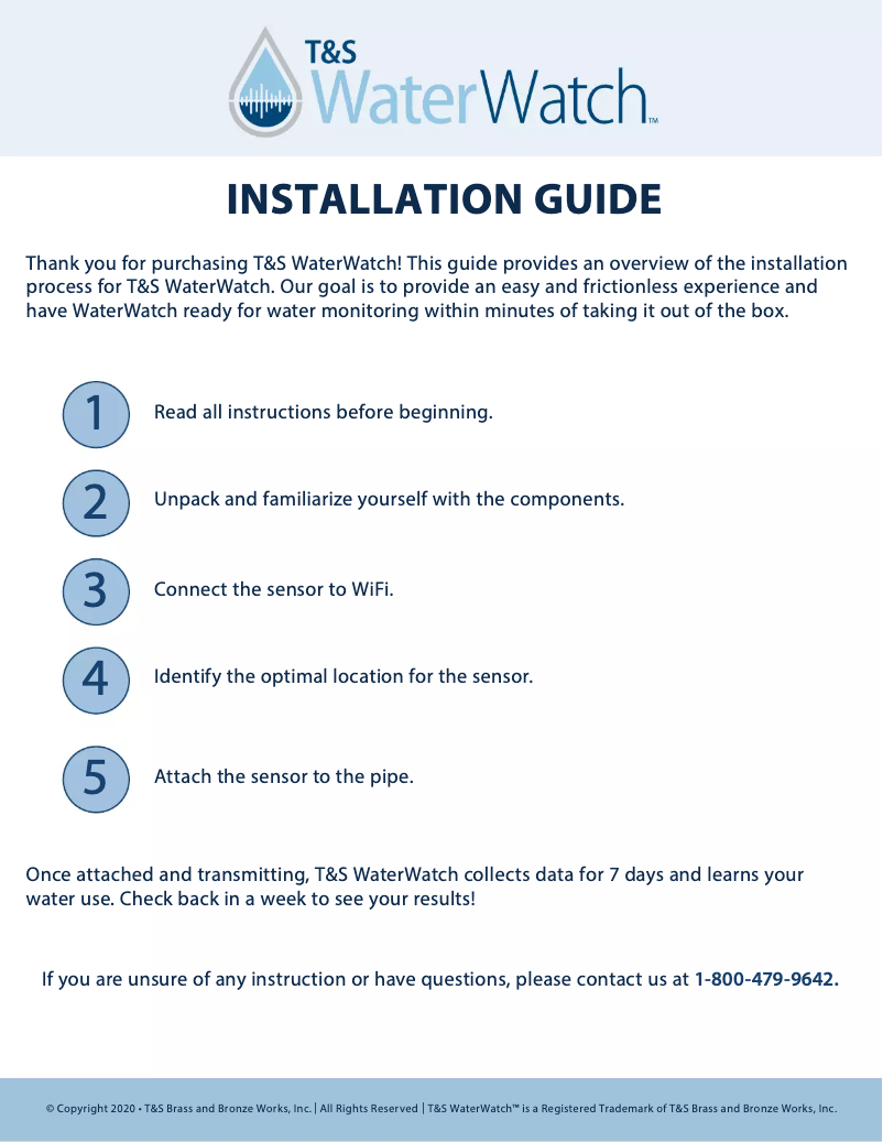 Page n°1 - Manuel utilisateur T&S WaterWatch