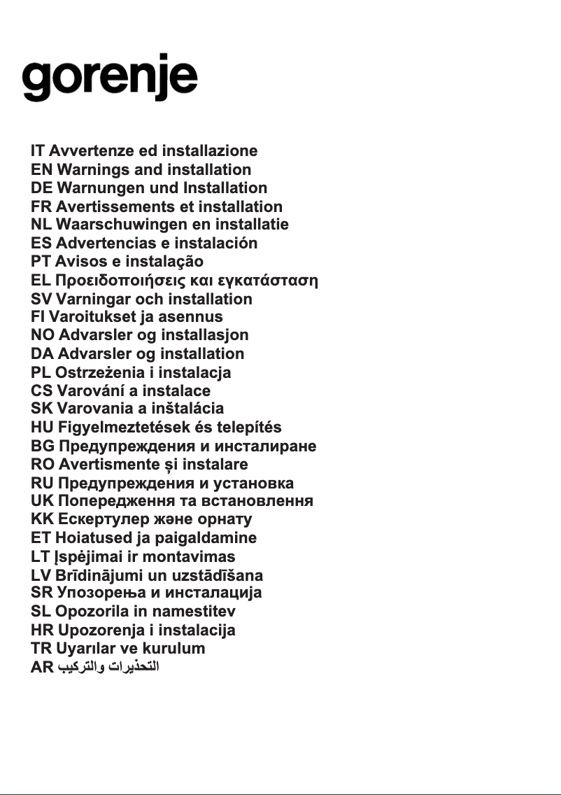 Page n°1 - Manuel utilisateur Gorenje BHI631AS