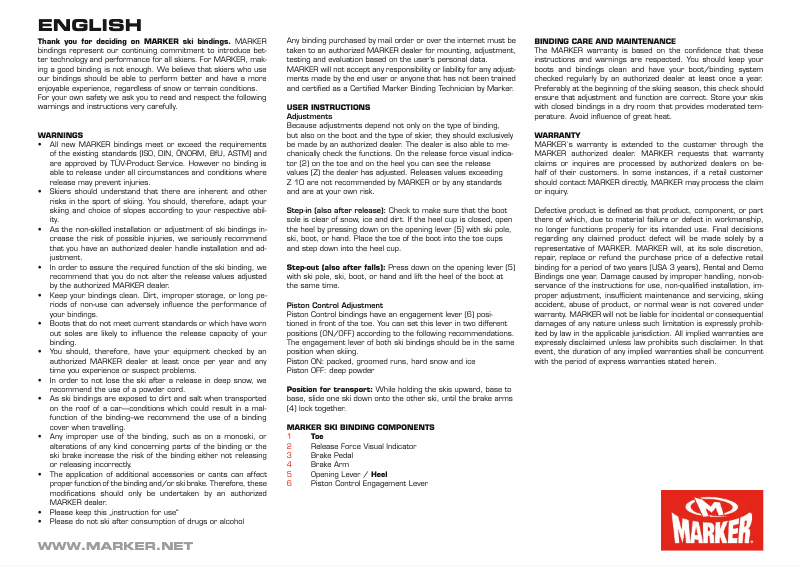 Page 1 de la notice Manuel utilisateur Marker Griffon 13