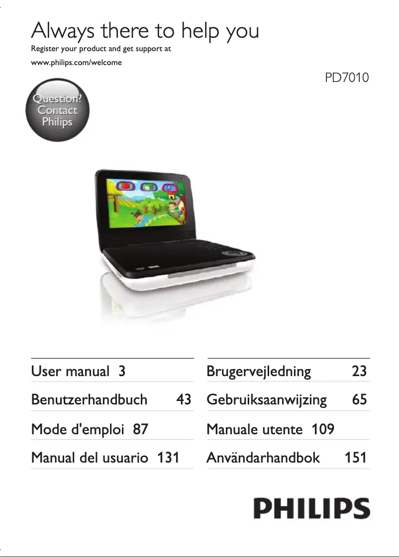 Page 1 de la notice Manuel utilisateur Philips PD7010