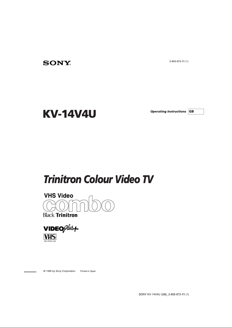 Page 1 de la notice Manuel utilisateur Sony KV-14V4U
