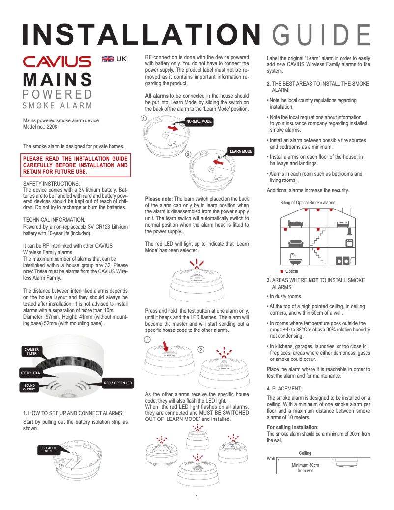 Image de la première page du manuel de l'appareil CV2208