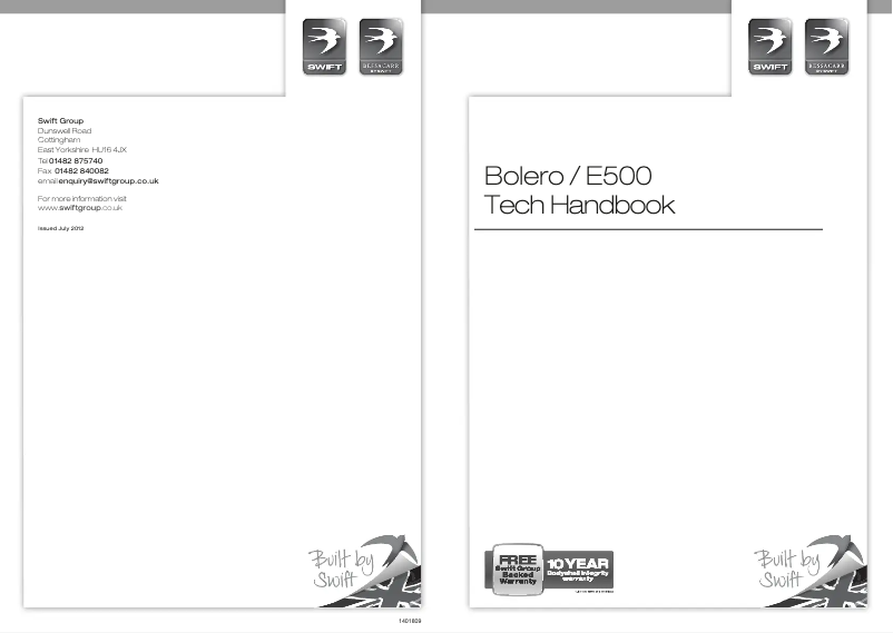 Image de la première page du manuel de l'appareil Bolero E500 (2013)
