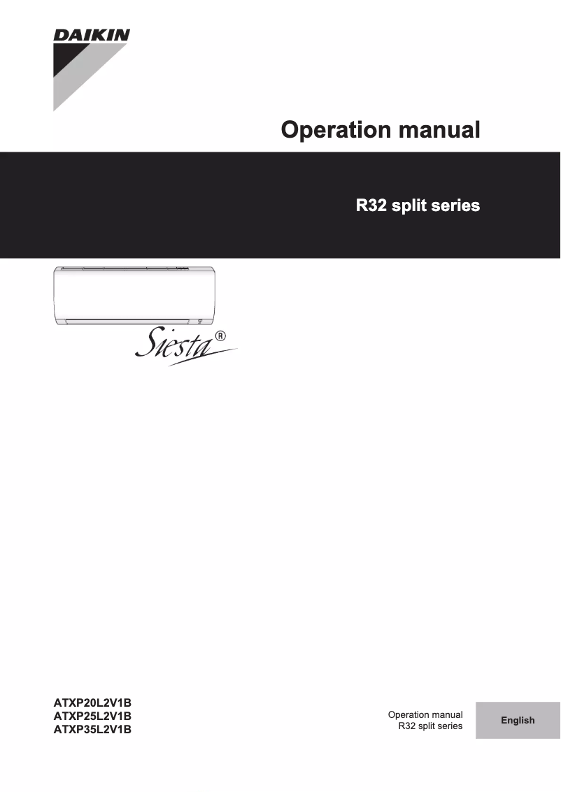 Page 1 de la notice Manuel utilisateur Daikin ATXP20L2V1B