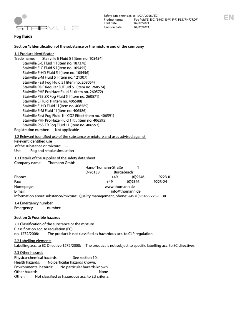 Page 1 de la notice Manuel utilisateur Stairville E Fluid 1l