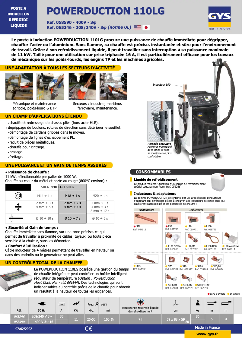 Imagen de la primera página del manual del dispositivo Powerduction 110LG