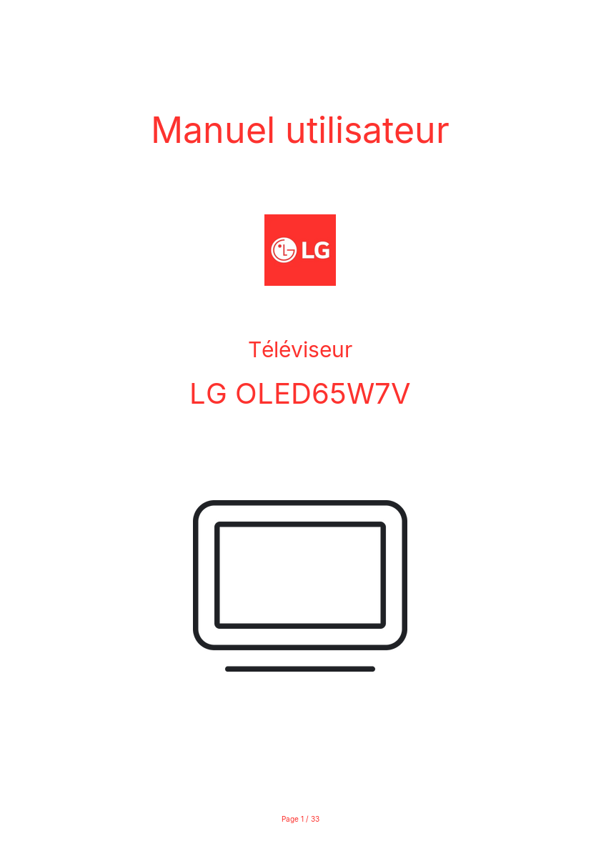 Page n°1 - Manuel utilisateur LG OLED65W7V