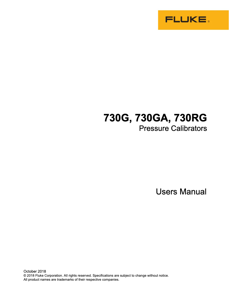 Page n°1 - Manuel utilisateur Fluke 730G