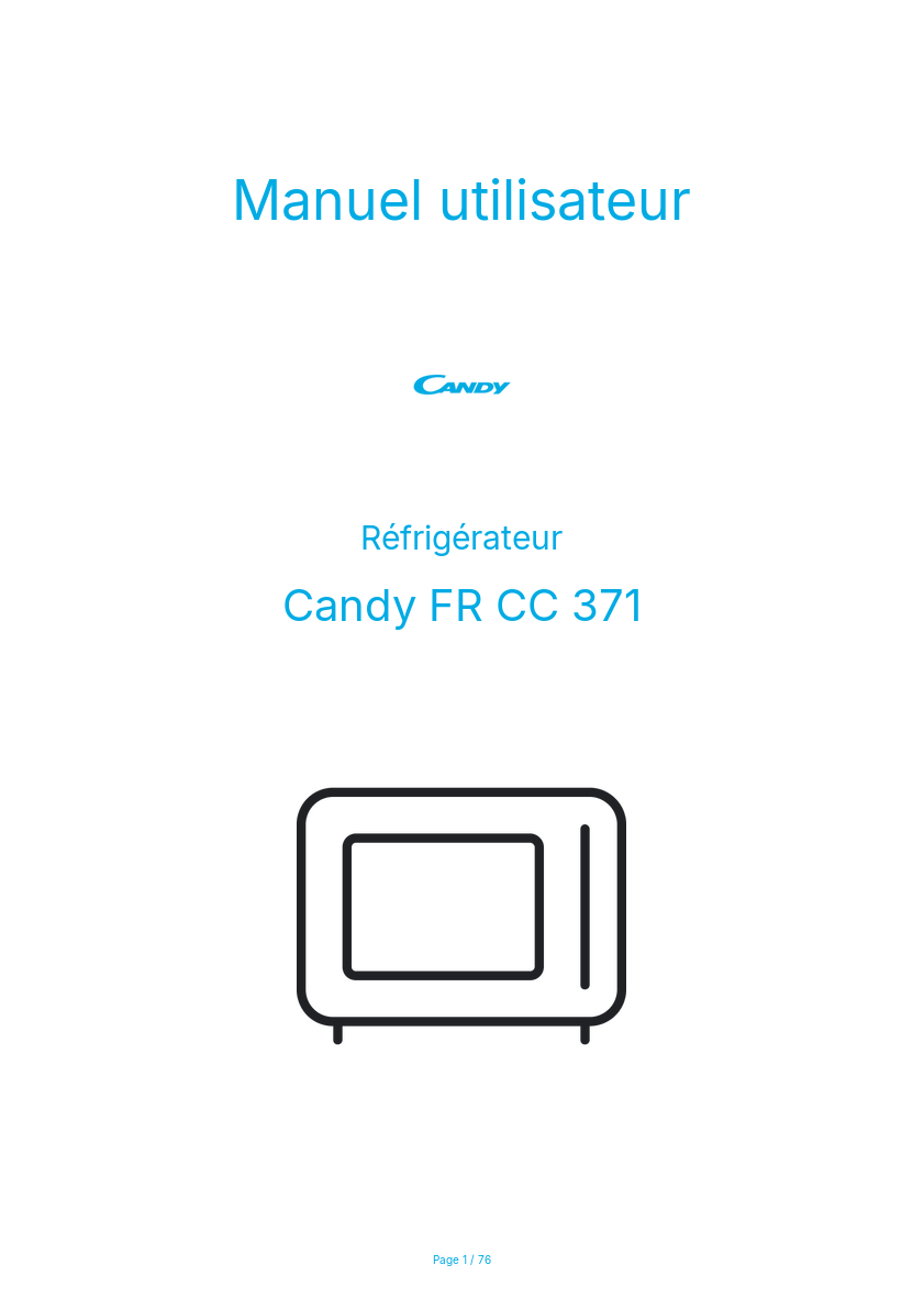 Page n°1 - Manuel utilisateur Candy FR CC 371