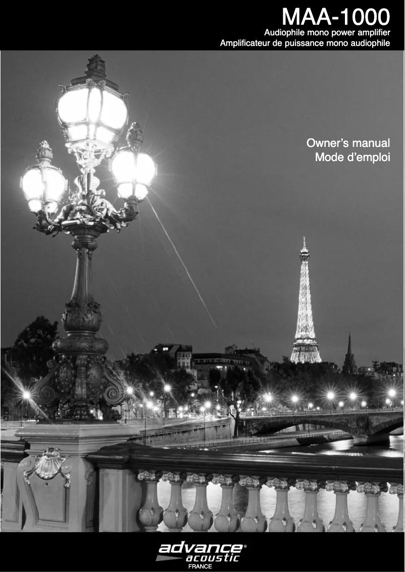 Page 1 de la notice Manuel utilisateur Advance Acoustic MAA 1000