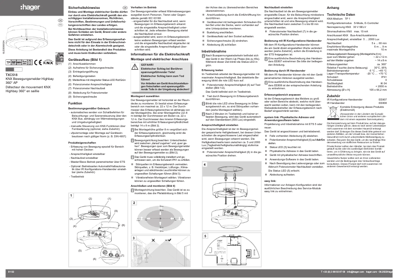 Page 1 de la notice Instructions / montage Hager TXC518