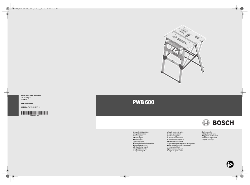 Page n°1 - Manuel utilisateur Bosch PWB 600