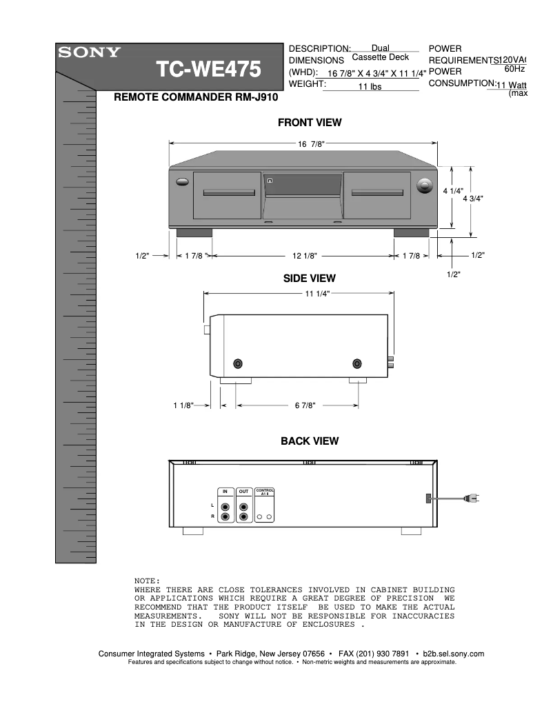 Image de la première page du manuel de l'appareil TC-WE475