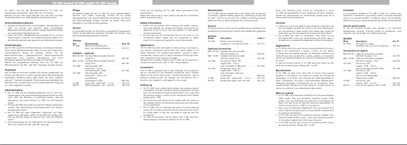 Page 1 de la notice Manuel utilisateur Beyerdynamic TG V90r