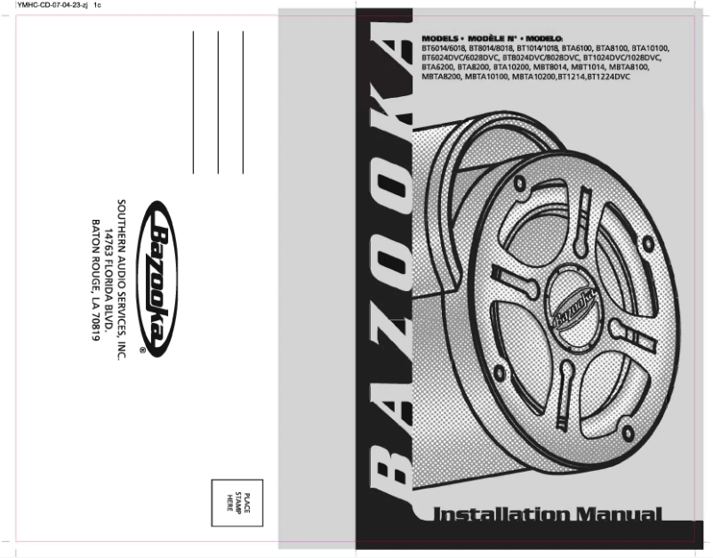 Page n°1 - Manuel utilisateur Bazooka MBTA10250D