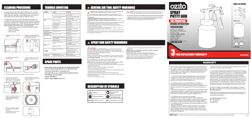 Page n°1 - Manuel utilisateur Ozito ASG-PGUU