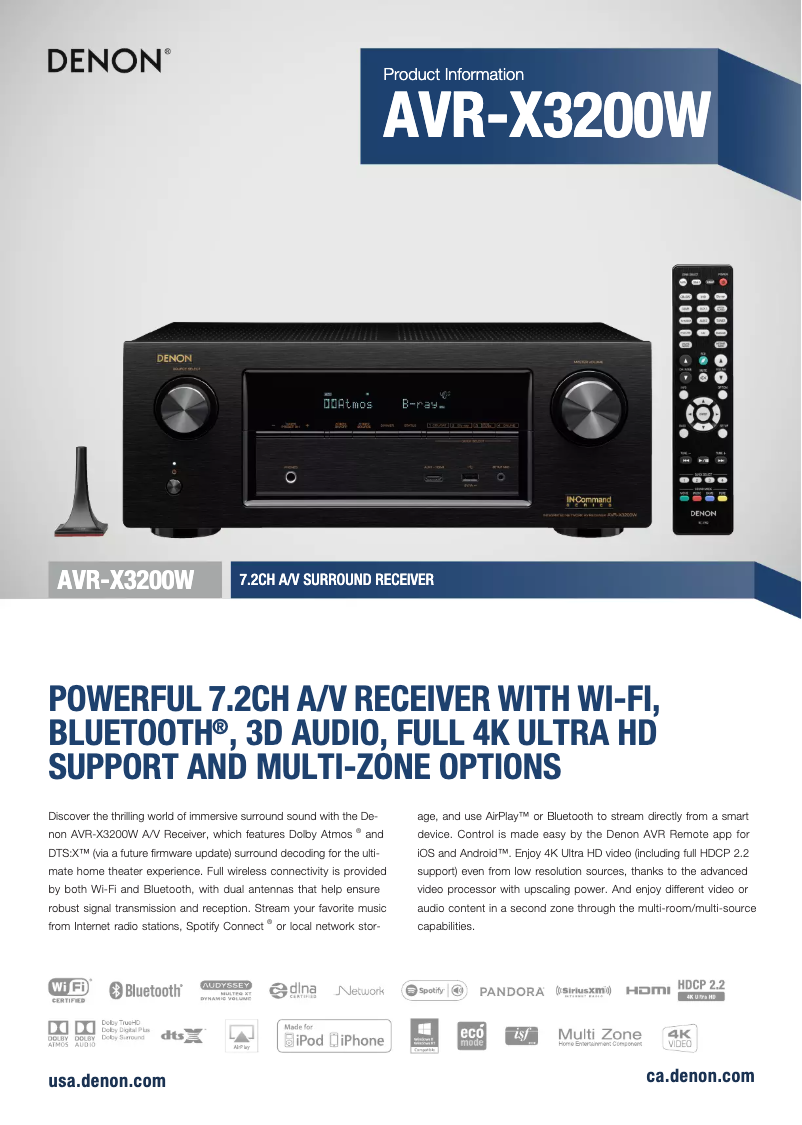 Image de la première page du manuel de l'appareil AVR-X3200W